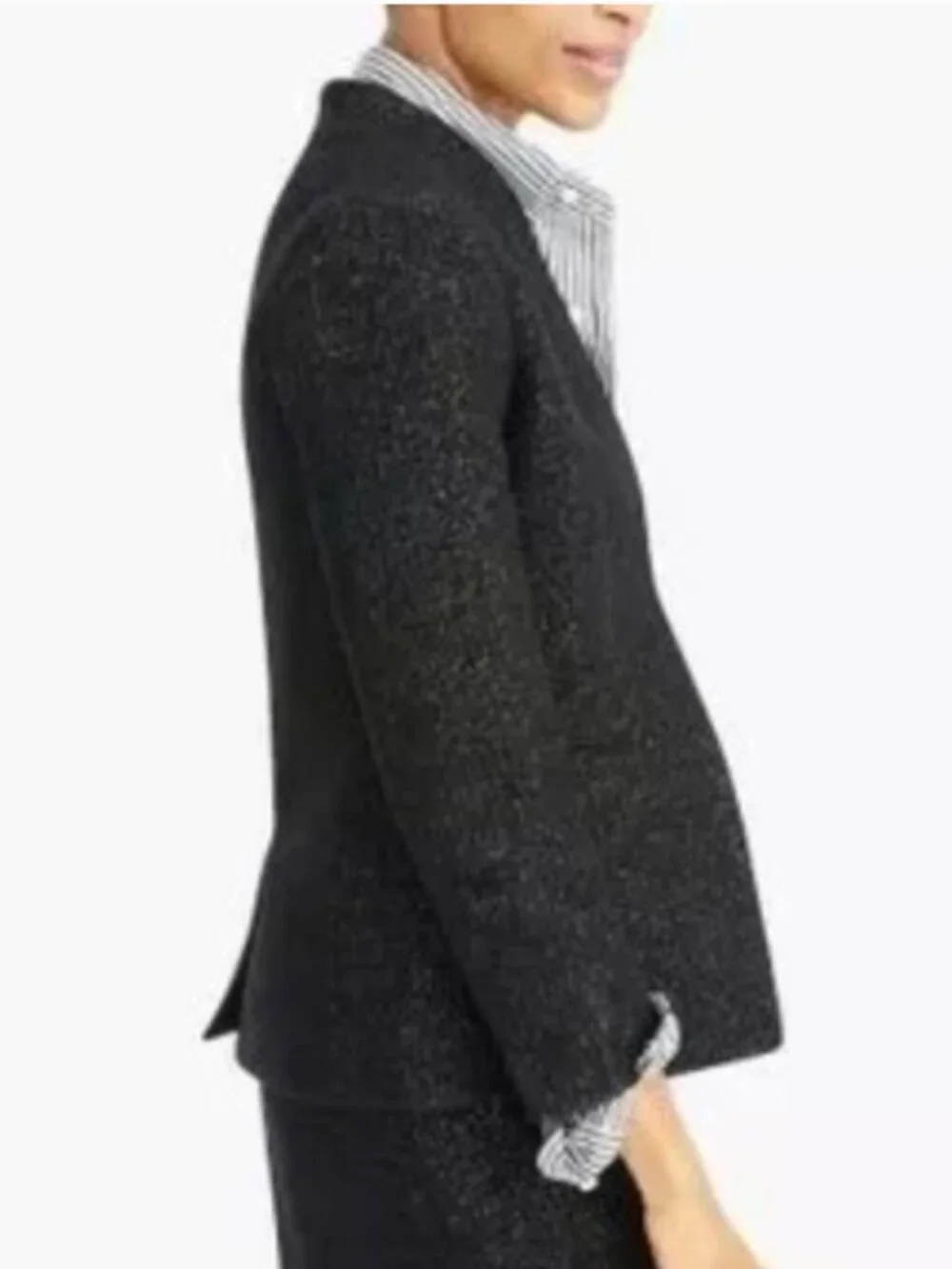 J. Crew Going Out Blazer in black tinsel tweed open front wool jacket‎ 00